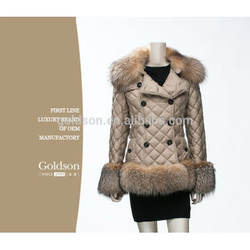 Модное OEM женщины гусиный пух куртки /Лисий мех вниз пальто для зимы